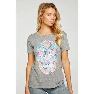 Chaser Jersey Calavera Skull Tee - Streaky Grey size Large